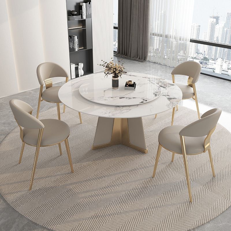 Modern Round Dinner Table Steel Base Stone Dining Table for Home