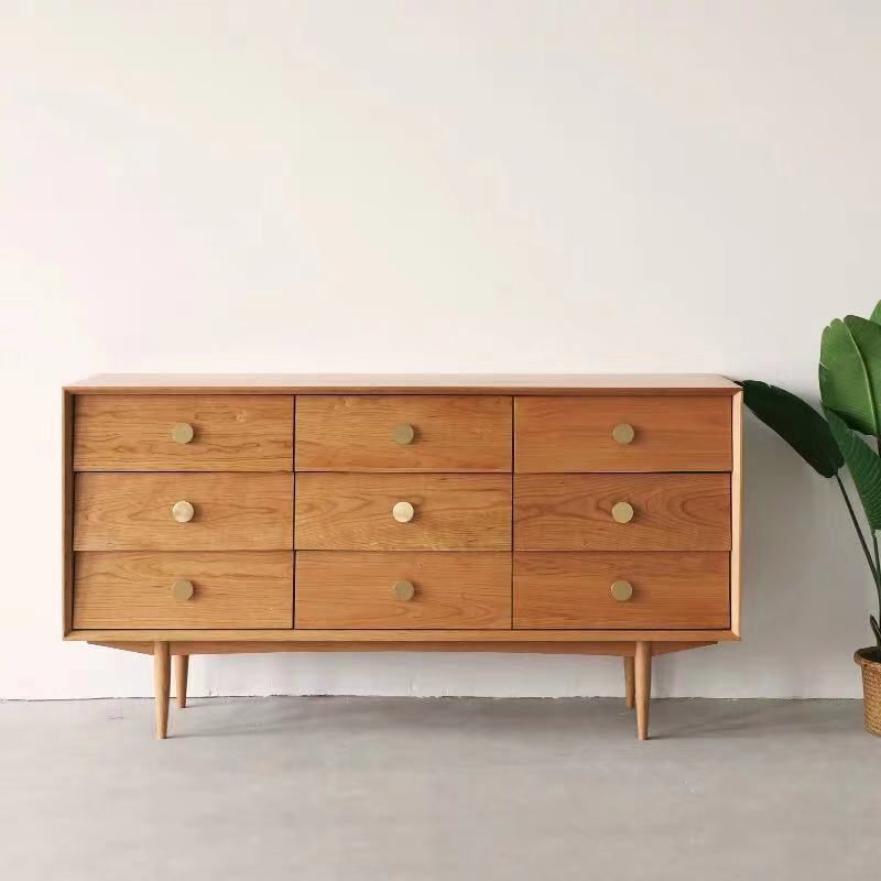 Ultra-Modern Double Dresser Horizontal Solid Wood Storage Chest Dresser for Bedroom