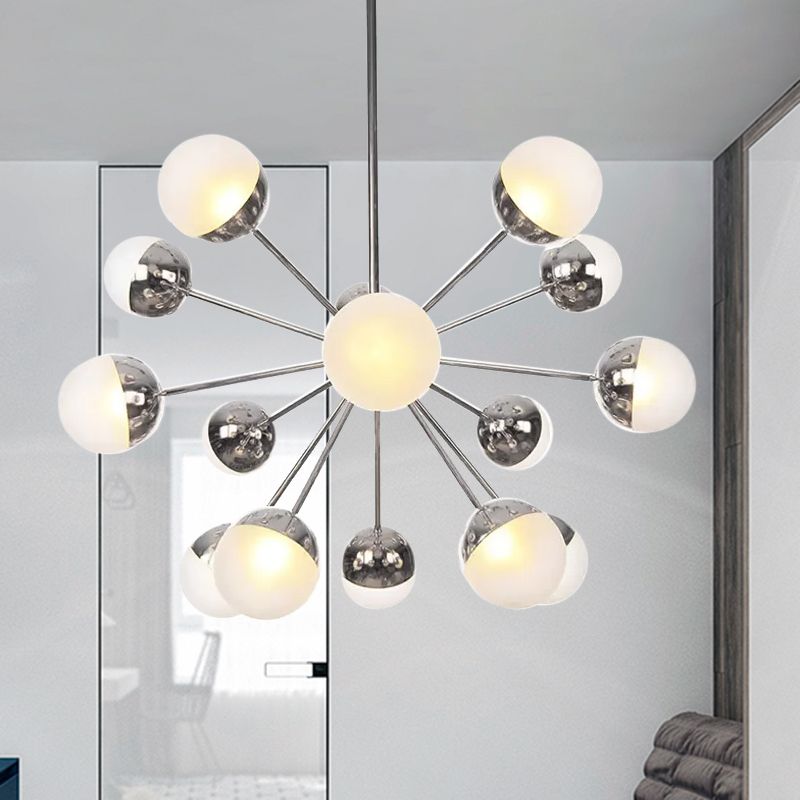 Semi-encastré Globe pour salle à manger, verre blanc/transparent/gris fumée, 9/12/15 lumières, luminaire semi-encastré contemporain en cuivre/chrome/or