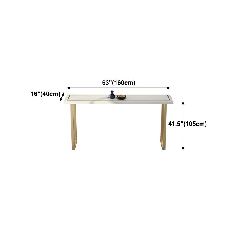 Glam White Wood Bar Dining Table Rectangle Indoor Bistro Table with Sled Pedestal