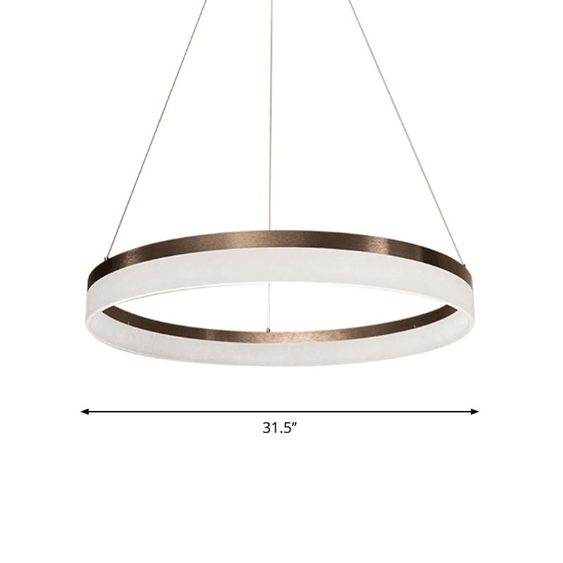 1/2/3-Tier Circle Chandelier Light Minimalistic Acrylic Brown LED Pendant Light Kit for Bedroom