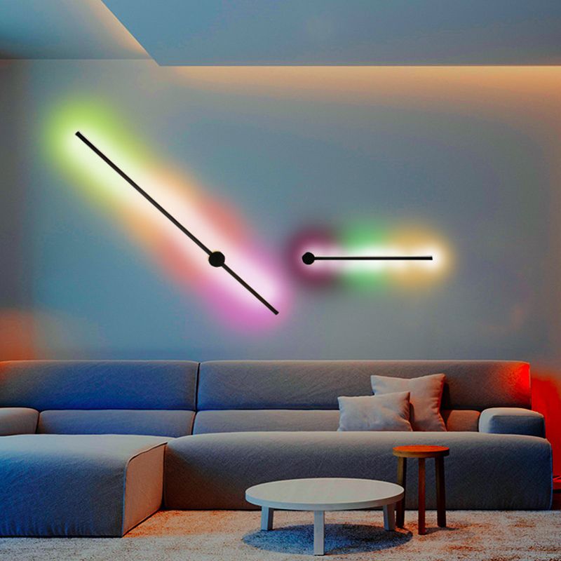 Modern Style Linear Wall Sconces Metal 1 Light Wall Mount Light Fixture in Black