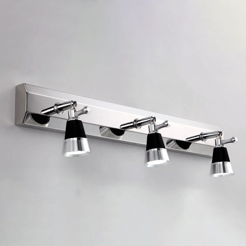 Multi Lights Metal Wall Lighting Modern Style Mirror Wall Mounted Light Fixture in Silver