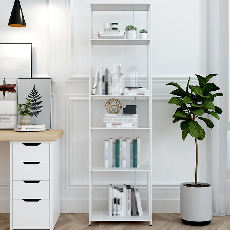 Industrial Style Open Bookcase with Metal Rectangular Shelves