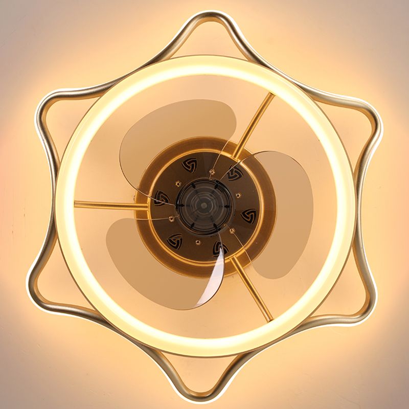 Crown Shaped Metal Flush Mount Fan Lamp Childrens LED Semi Flush Light for Bedroom