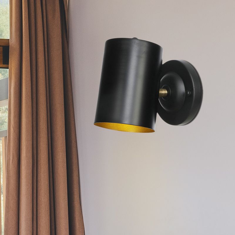 1 luminaire mural cylindrique léger Ferme de finition noire Mont métallique Mount Mount pour le chevet, 4 "/ 6" W