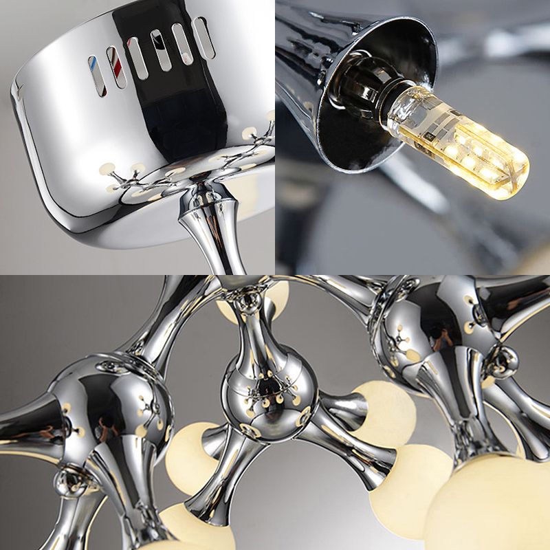 Rama de techo lámpara de montura nórdica 15 bombillas desnudas Luz de montaje de semi rascilla para sala de estar