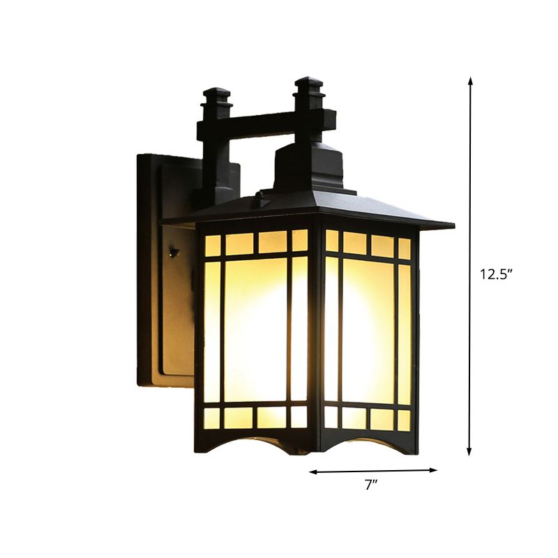 Tokyo Pavilion Black Pavilion Light Aymat Rustic Milk Grosted Verre 1-HEAD LAMP MUR MUR SURDOOR