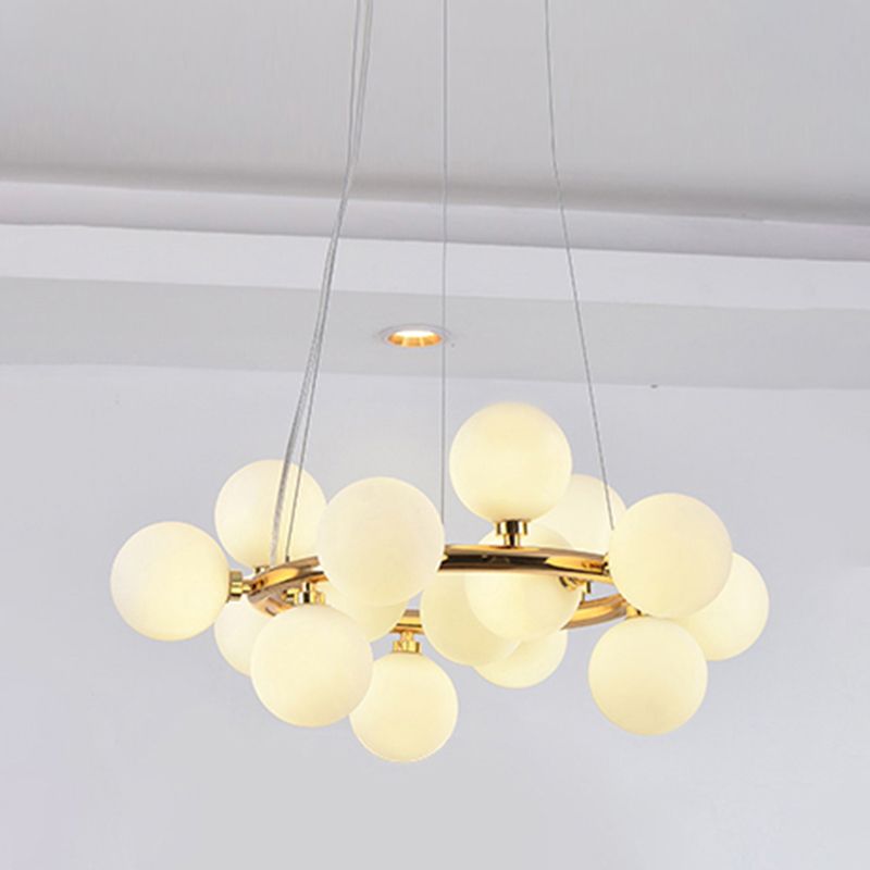 Modern Metal Chandelier Light Fixtures Multi-Head Hanging Pendant Lights with Globe Glass Shade