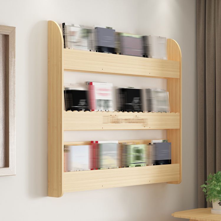 Modern Style Wooden Bookshelf Wall Mounted Shelf Bookcase for Study Room