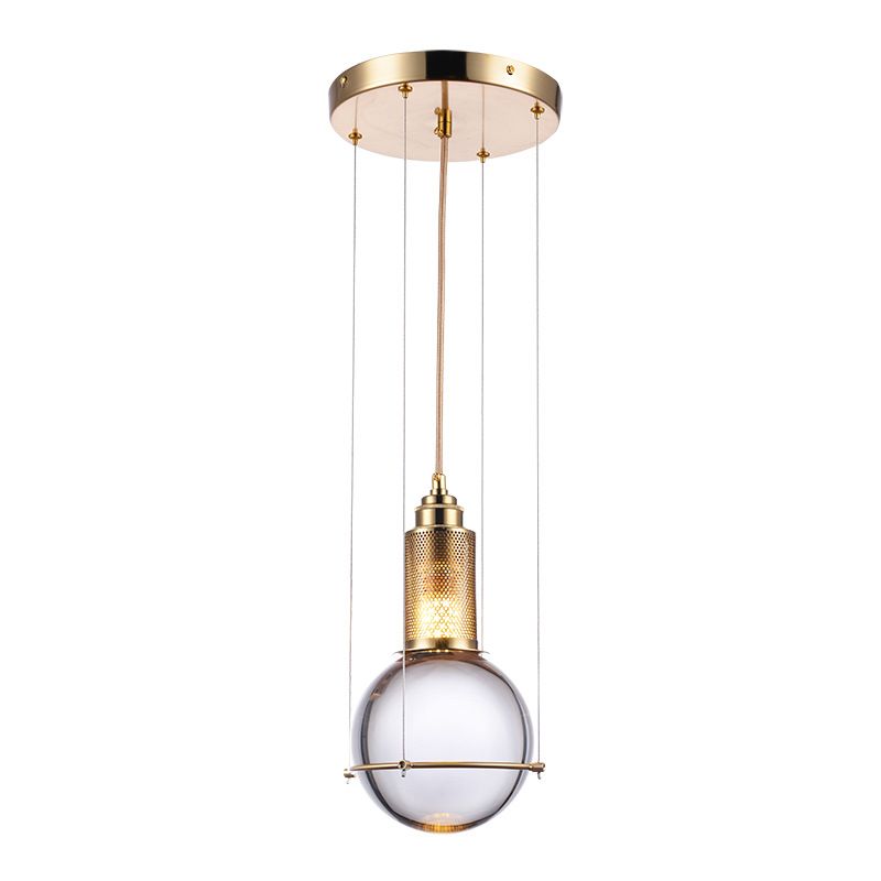 Luz colgante contemporánea Fixtura de iluminación de colgante de cristal simple para sala de estar