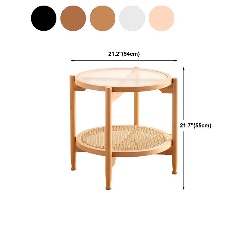 21.65" Tall Scandinavian Style Coffee Cocktail Table Wooden Round Coffee Table