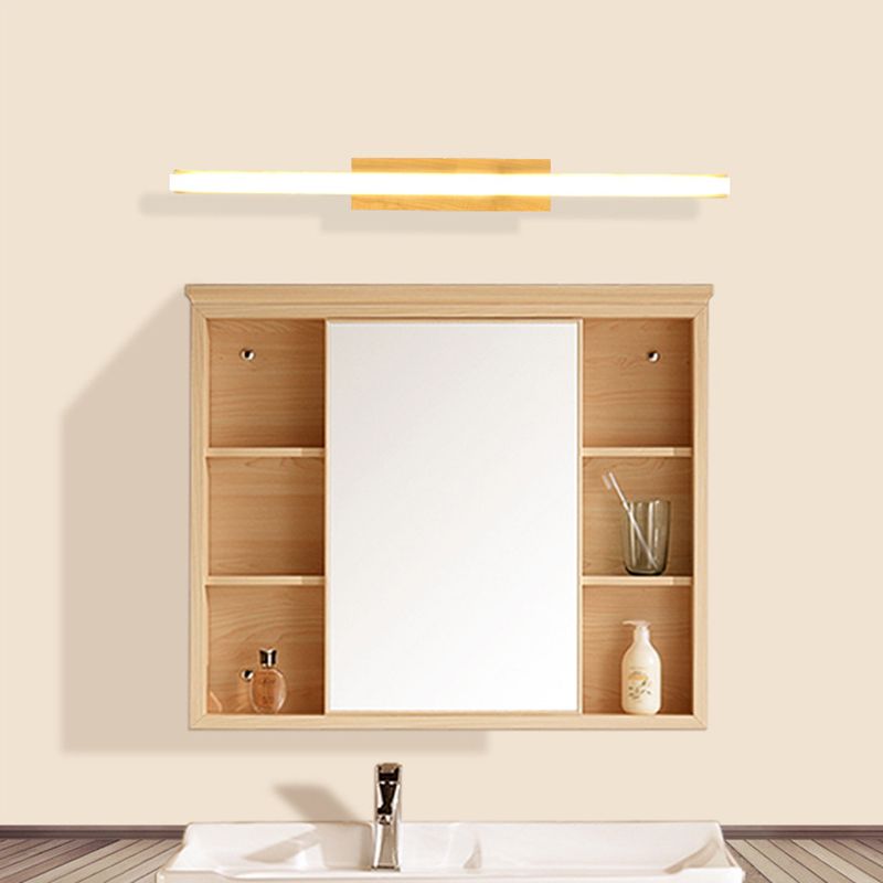 Nordic Natural Oak Vanity Sconce Fixture Simplicity Style Vanity Light in Acrylic Shade