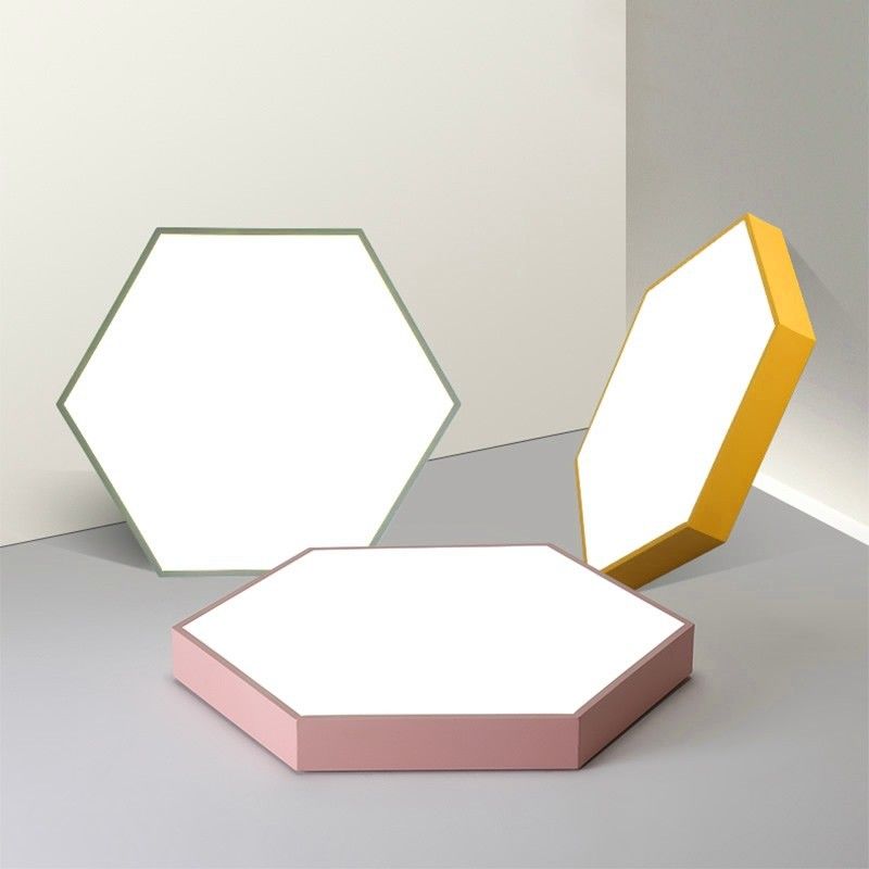 Hexagon Flush Light Fixtures 1 Light Acrylic Minimalist Flush Mount Ceiling Light Fixture