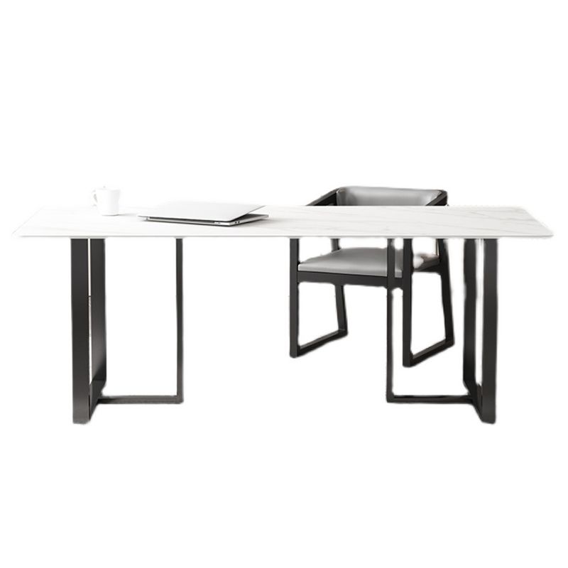 Rectangle Double Pedestal Industrial Table Fixed Table with Sintered Stone