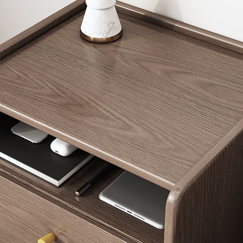 2 Drawers Night Table 1 Shelf Solid Wood Nightstand With Legs ,20.9" Tall