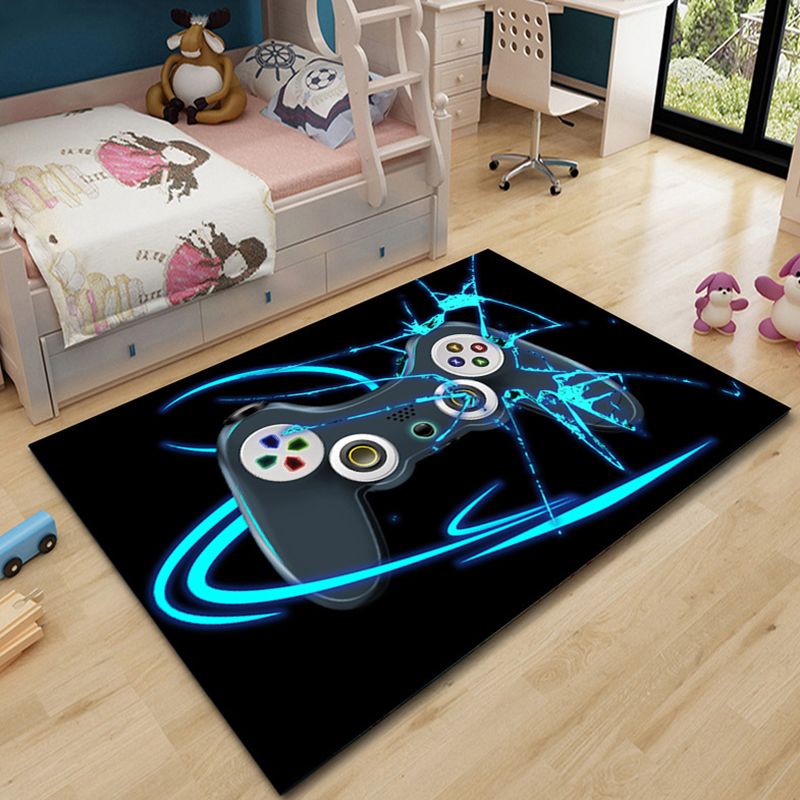 Funky Gamepad Print Carpet Polyester Indoor Rug Non-Slip Backing Rug for Living Room