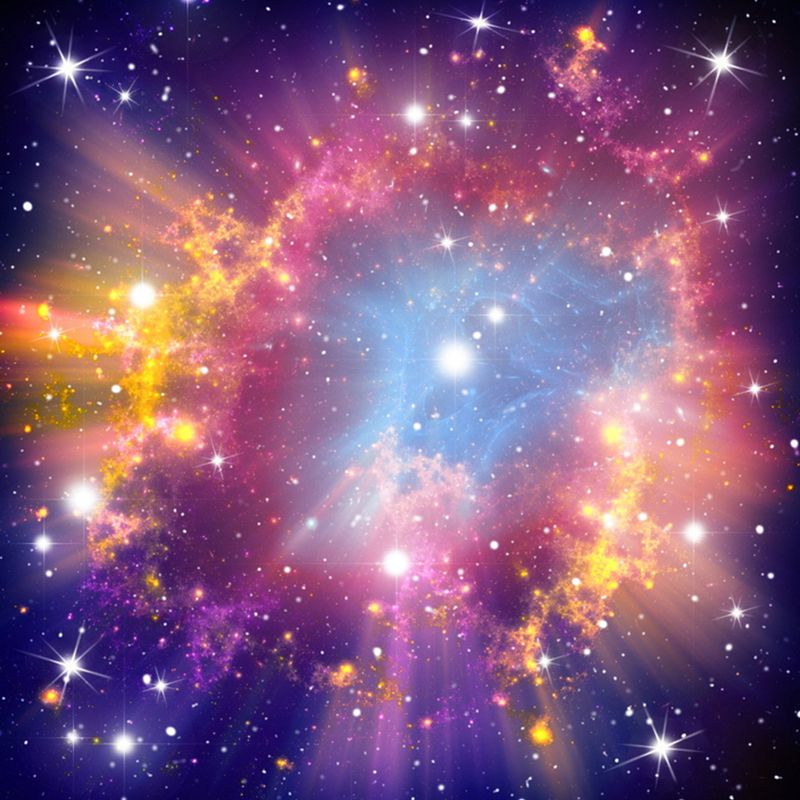 Large Nordic Wall Covering in Pink Gleaming Nebula Wall Mural Decal, Made to Measure