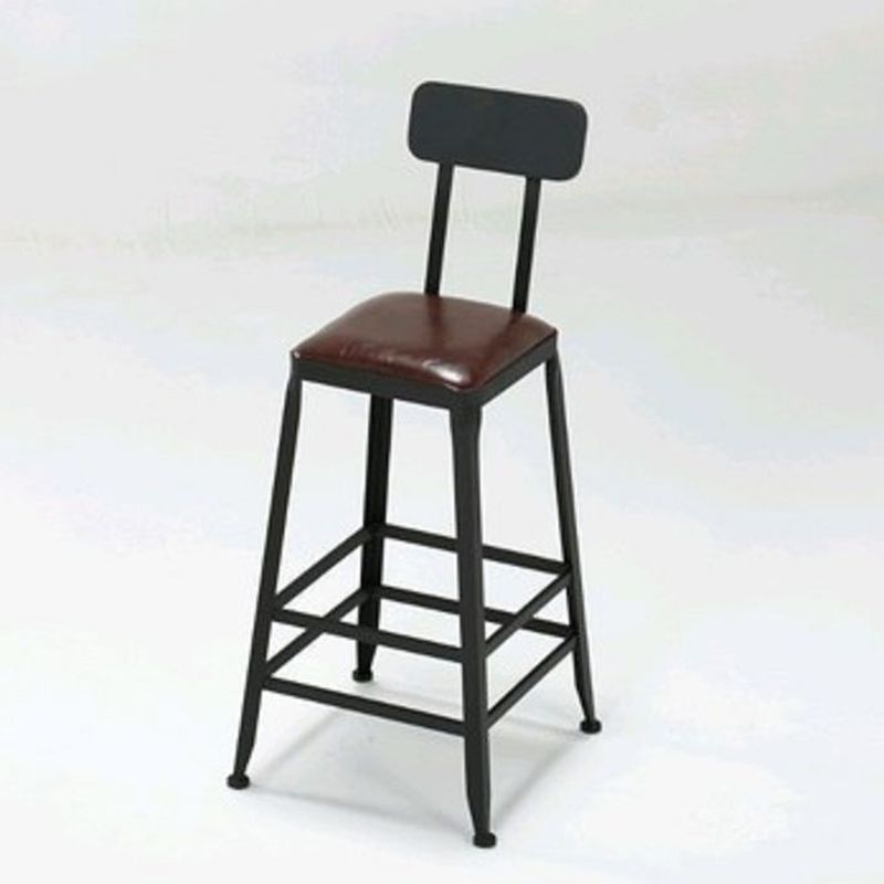 Contemporary Barstool Armless Bar Stool with Black Metal Legs