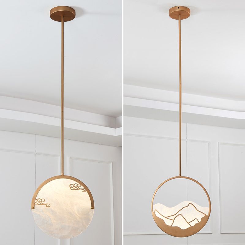 Pendentif de forme ronde en métal LED moderne LED suspendu suspendu pour le salon