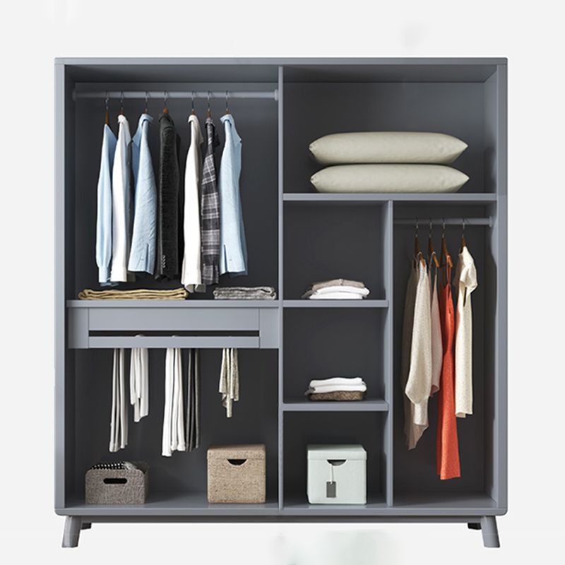 Traditional Rubberwood Solid Wood Frame Wardrobe Freestanding Wardrobe with Legs