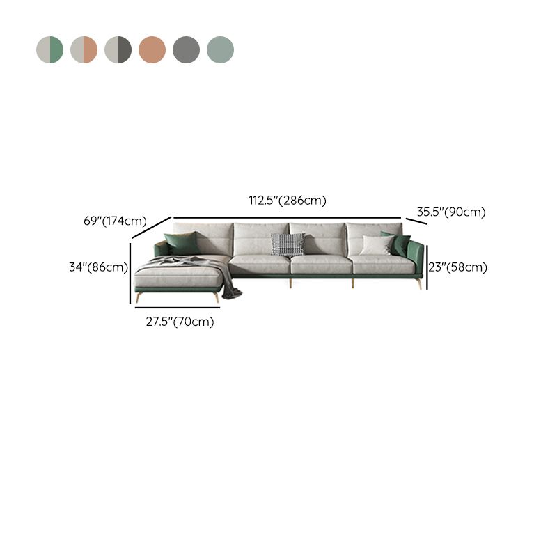 68" Wide Glam Sectional Sofa Leather L-Shape Cushion Back Sectionals