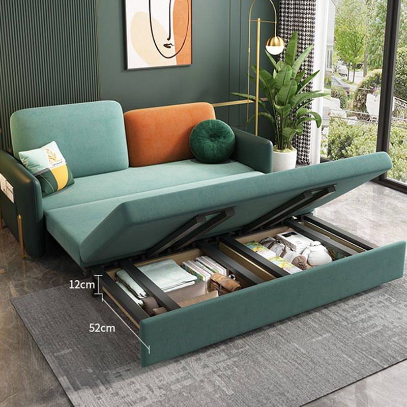 35" Wide Glam Sleeper Sofa Futon Pillow Included Green Sleeper Sofa
