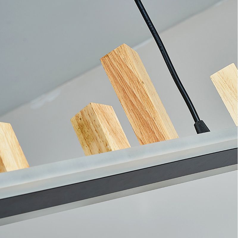 Wood Linear Island Lighting Modern 1-Light Island Pendant Lights