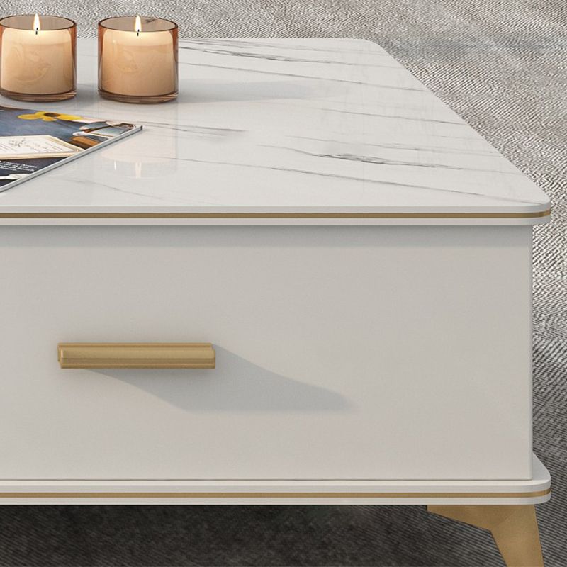 Wooden Coffee Cocktail Table with Storage 4 Legs Contemporary Rectangle