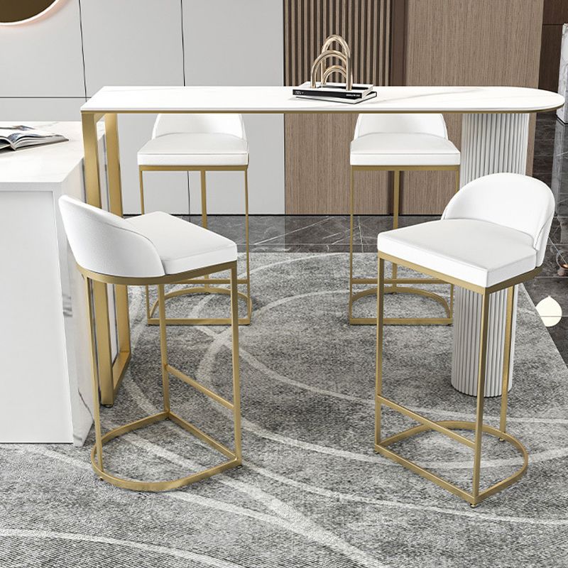 Modern Sintered Stone Bar Table Metal Base Dining Table for Kitchen Living Room