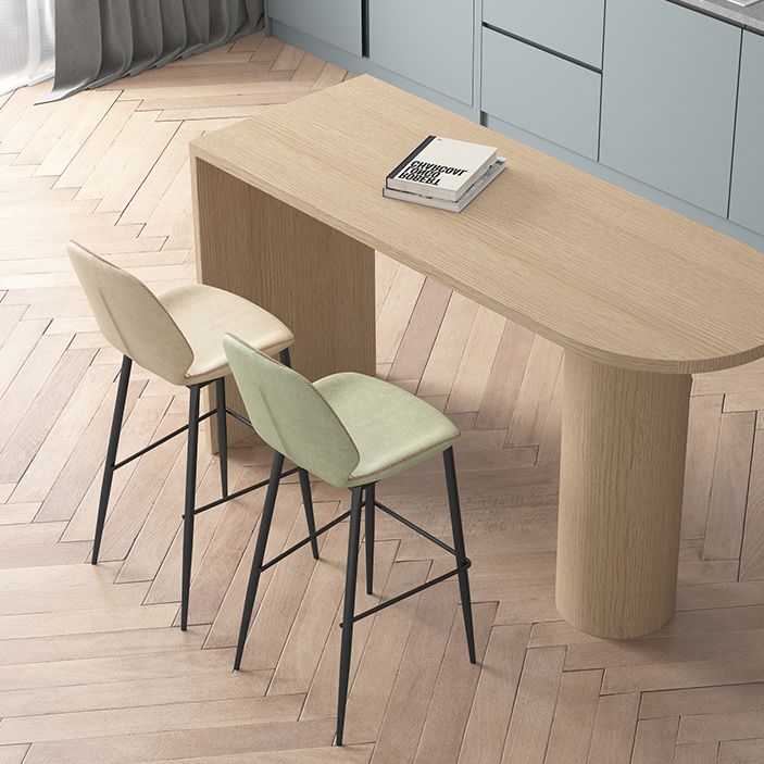 Living Room Industrial Counter Chair Footrest Bucket PU Leather Bar-stools