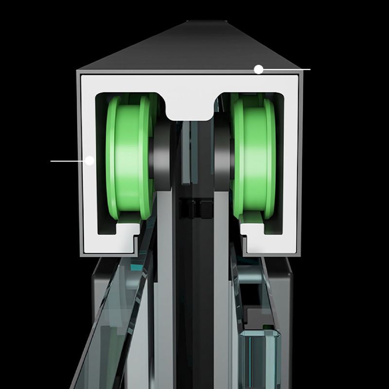 Bypass Semi Frameless Shower Door Tempered Glass Shower Door in Black