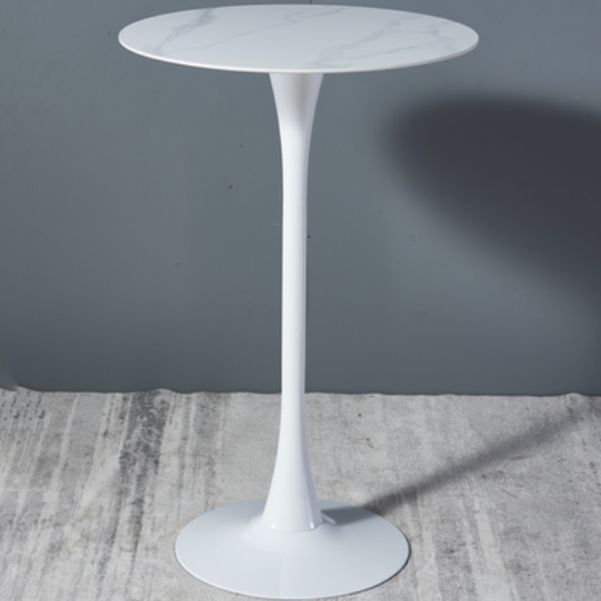 Stone Bar Dining Table Modern Round Bar Table with Pedestal for Dining Room