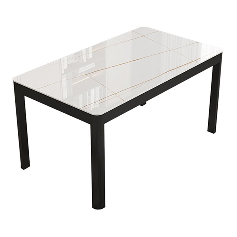 Tavolo da pranzo in pietra sinterizzato moderno tavolo rettangolare con quattro gambe metalliche