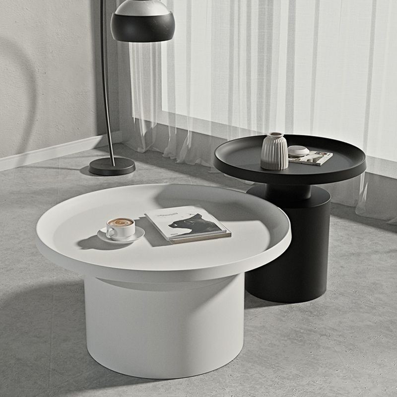 Round Metal Coffee Table black/White finish Cocktail Table - 19.7''/29.5''