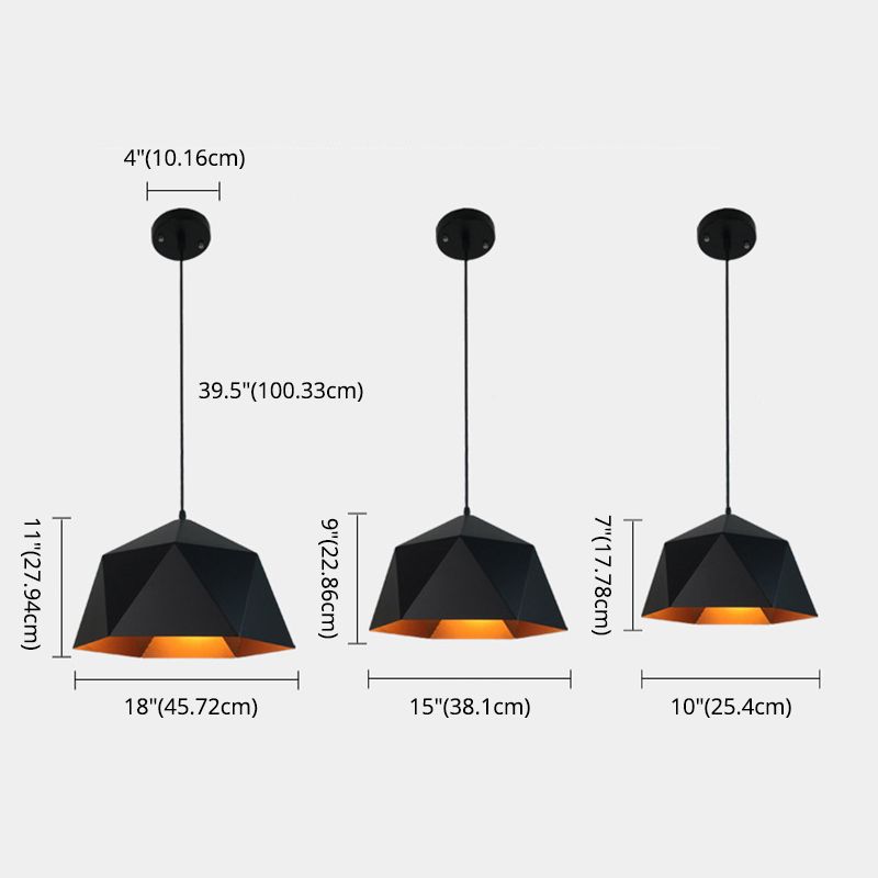 Multilateral Diamond Metal Suspended Light Contemporary Simplicity 1-Light Pendant for Bedroom