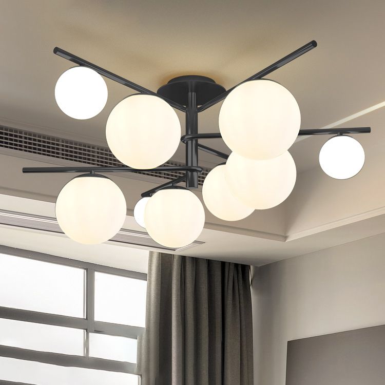 Plafonnier à bulles de verre, lampe semi-encastrée de style moderne pour chambre à coucher