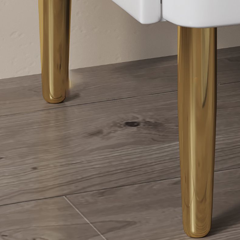 Glam Accent Table Nightstand Faux Marble and Solid Wood Nightstand with Legs