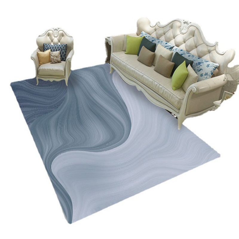 Contemporary Rug Polyester Abstract Print Carpet Stain Resistant Area Rug for Living Room