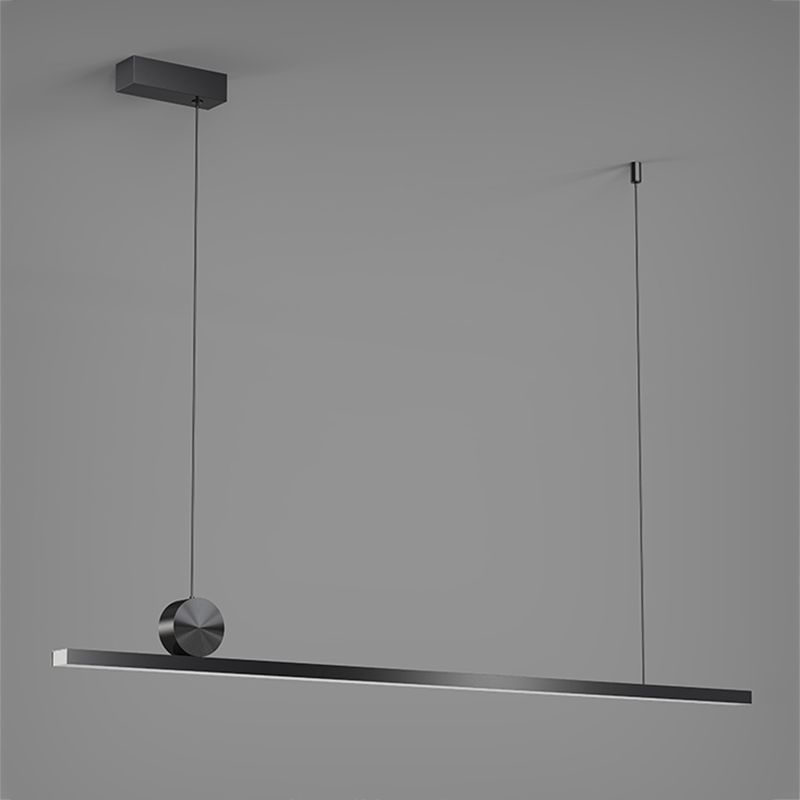 Style moderne linéaire îlot Light Metal 1-Light Island Éclairage en noir