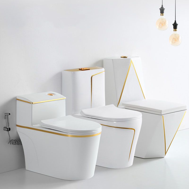 Siphon Jet Toilet Traditional One-Piece Toilet with Slow Close Seat