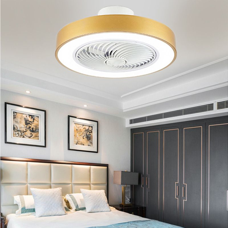 Moderne nordische LED -Makkaronendeckenvorrichtung Schmiedeeisen kreisförmige Deckenventilatoren mit Acrylschatten