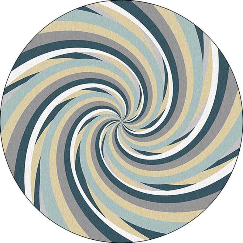 Modern Living Room Rug in Blue Abstract Swirling Print Rug Polyester Stain-Resistant Area Rug