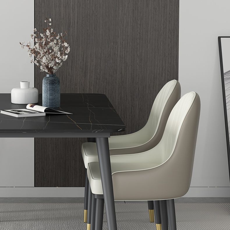 Rectangle Dining Table Set 1/5/7 Pcs Sintered Stone Dining Table with Upholstered Chairs