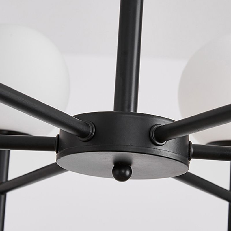 Wereldwijde melkglas hanglampverlichting armaturen moderne stijl multi -lights kroonluchter licht in zwart