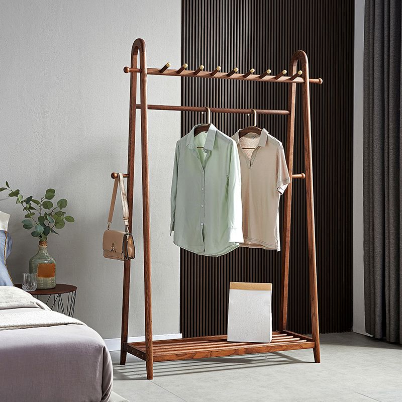 Brown Contemporary Style Armoire Ash Wood Open Armoire with Clothing Rod