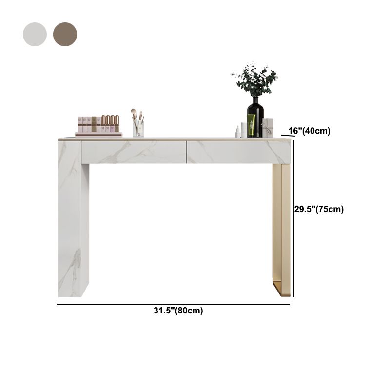 Two Piece Luxurious Vanity Set Stainless Steel and Stone Dresser