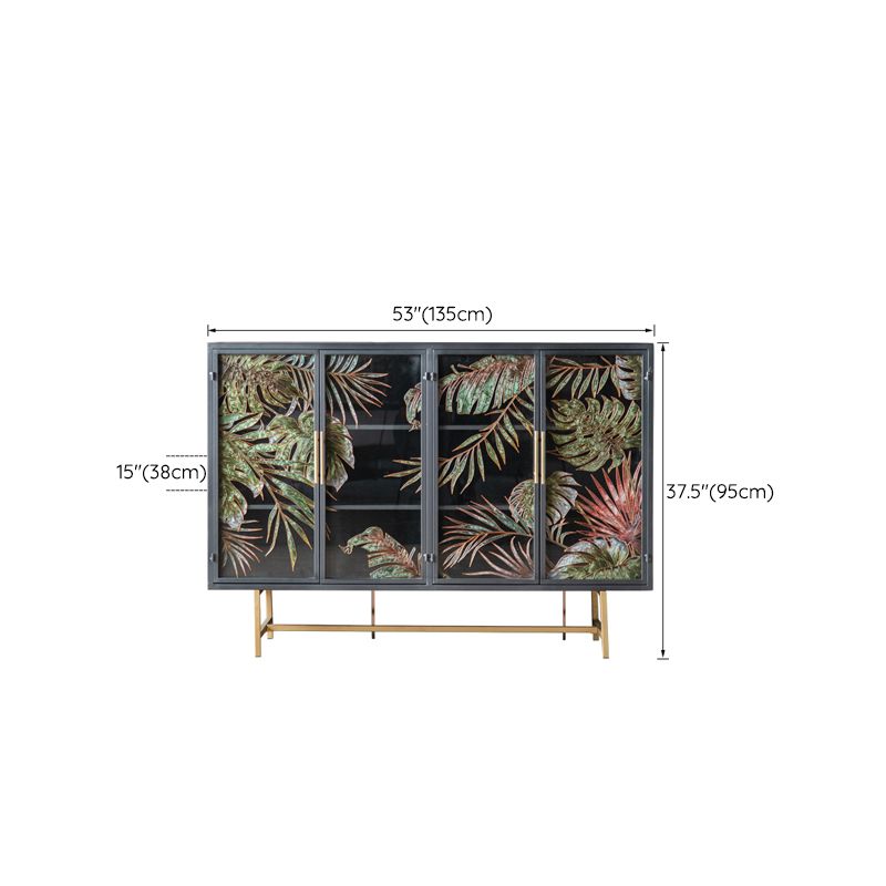Contemporary Metal Display Stand Glass Doors Display Cabinet for Living Room