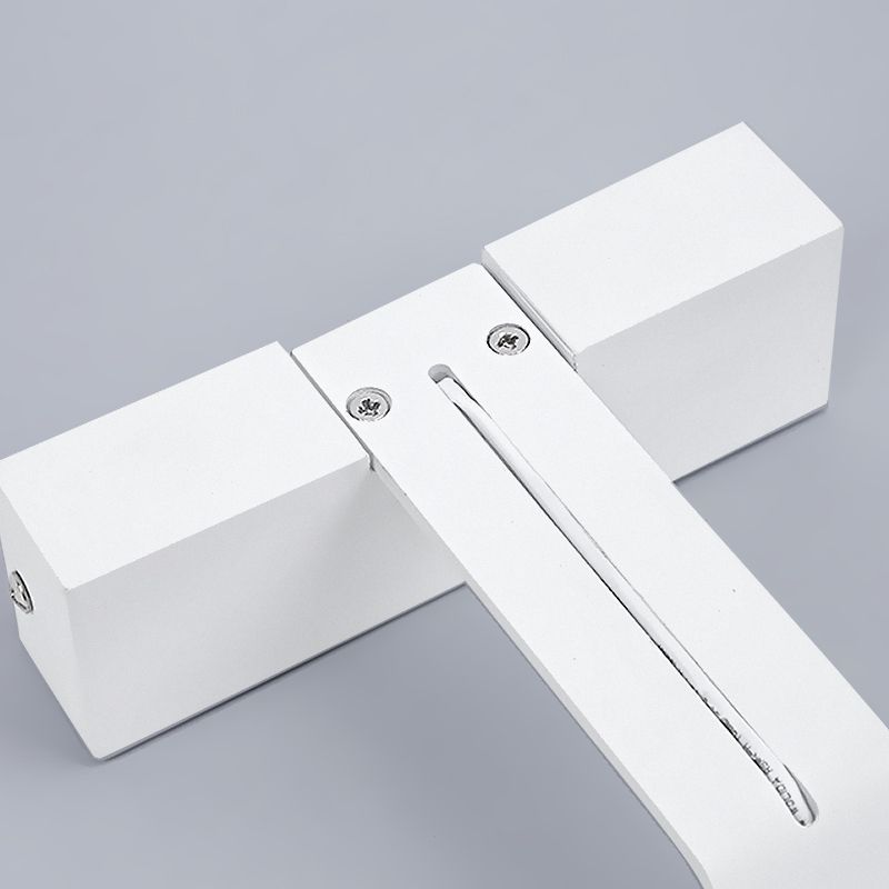 Linear Metal Wall Sconce Modern 1 Light Mirror Wall Mount Light Fixture in White