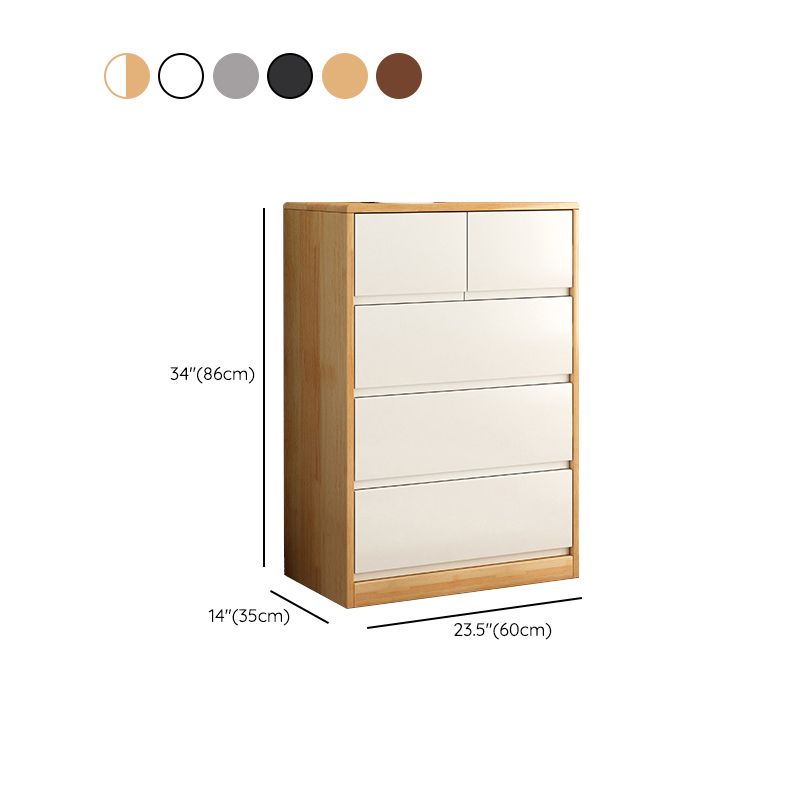 Modern Lingerie Chest Rubber Wood Storage Chest Dresser for Bedroom